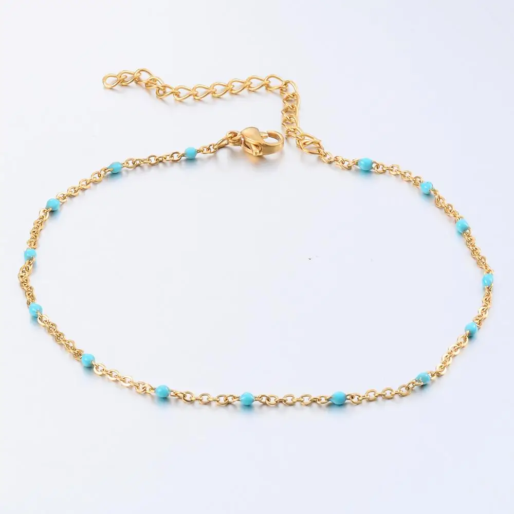 Stainless Steel Gold/Steel Tone Beaded Chain Bracelet Colorful Enamel Fashionable Ladies Jewelry | Украшения и аксессуары
