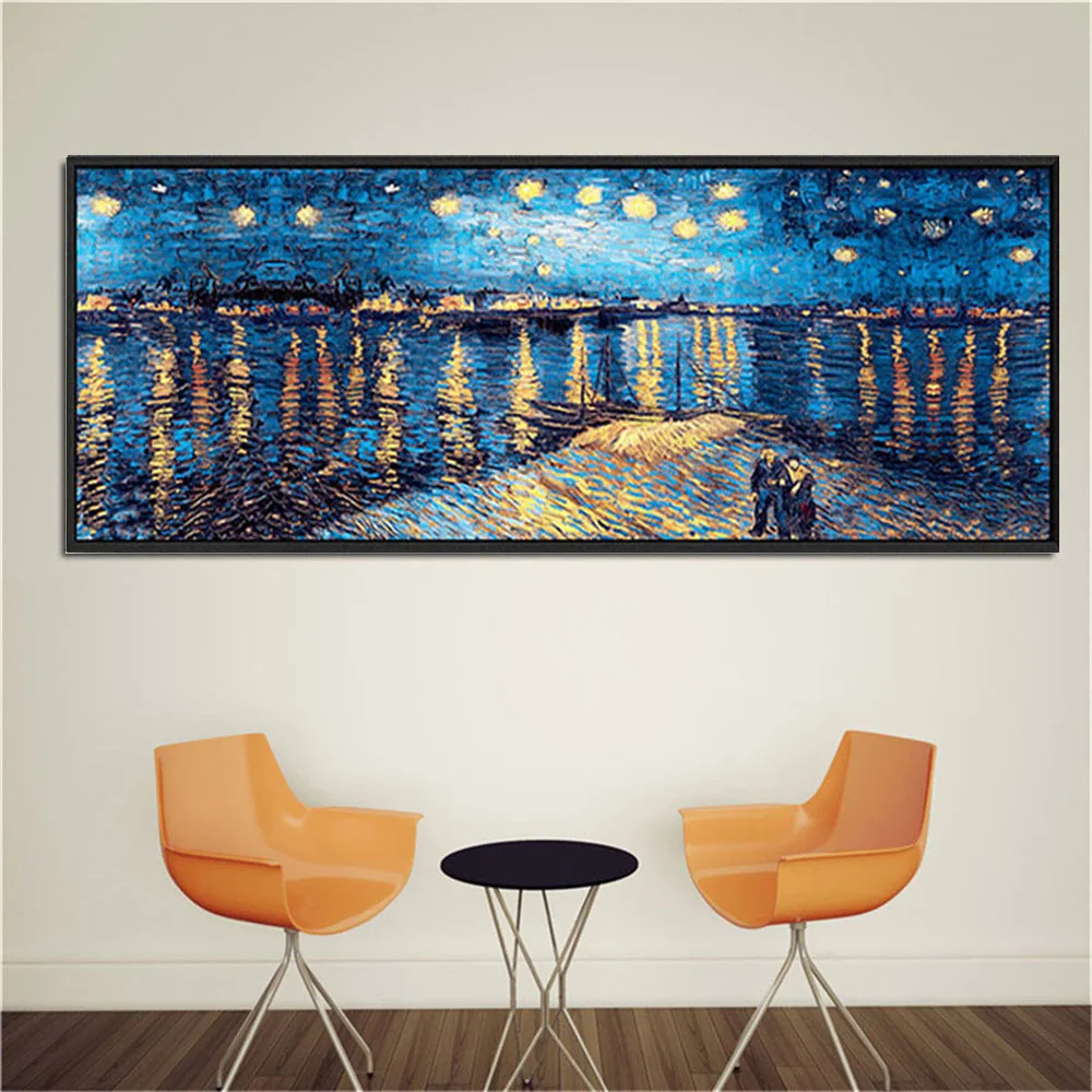 

Hand-painted oil painting high-quality reproduction of Vincent van Gogh's famous starry night oil painting on canvas wall art