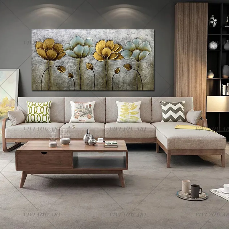 Современная Картина на холсте золотое дерево для гостиной столовой спальни