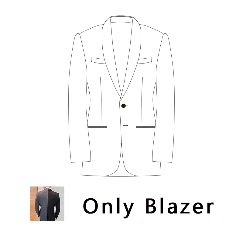 Only BlazeBlack grey Мужской Блейзер в полоску, приталенный, вечерние, офисный костюм, на одной пуговице, 3 шт., мужской пиджак Trajes Azul Hombre Smoking Uomo - Цвет: Only BlazeBlack grey