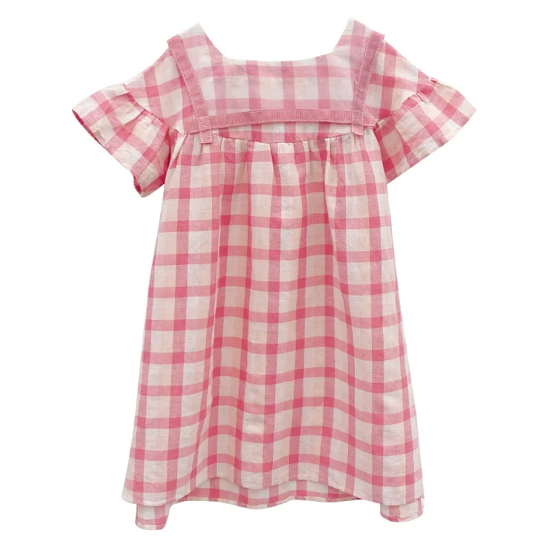 

Girls summer parent-child dresses 2021 new girls fashion western-style plaid short-sleeved princess dress