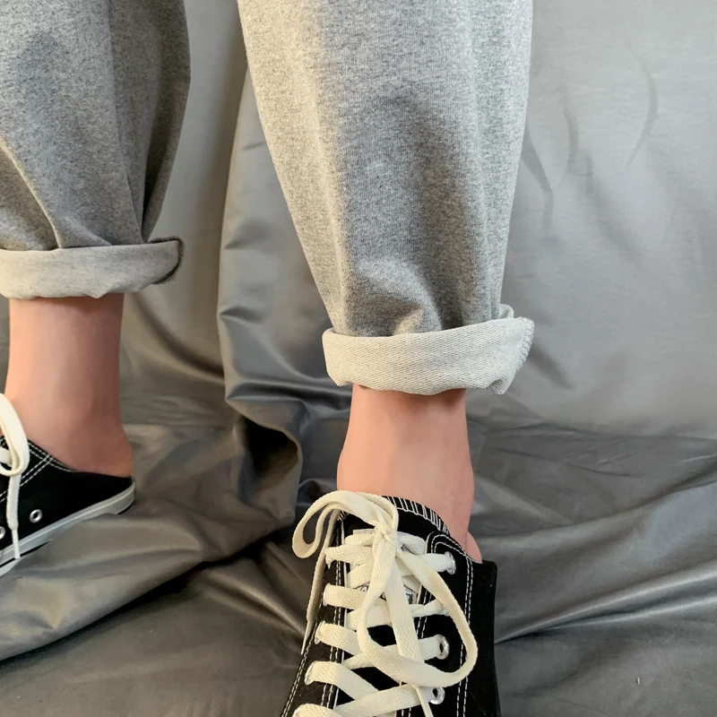 

2020 Cool Women Gray Drawstring Pants Korean Sweatpants Lady Wide Leg Pants Female Oversized Comfortable Loose Casual Trousers