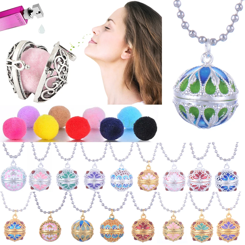 

10Pcs/Lot Aromatherapy cage Pendant Aroma diffuser locket Necklace Perfume essential oil essential pendant necklace