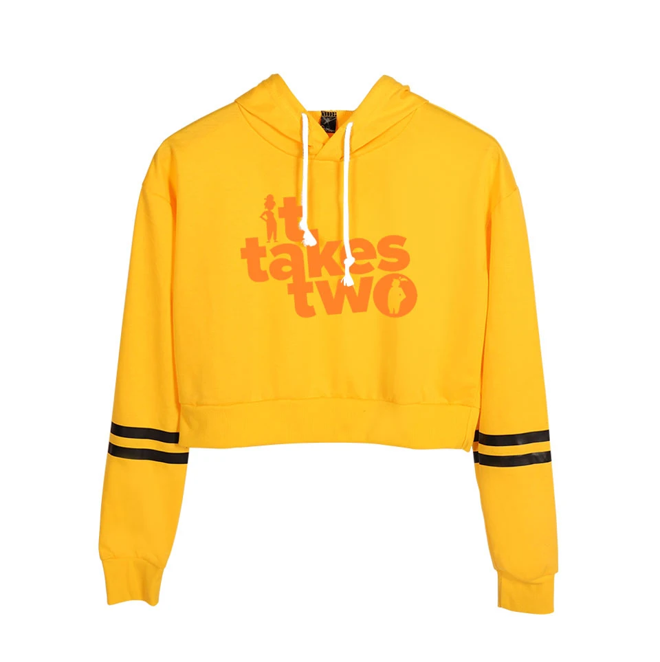 

It Takes Two Hoodie Cartoon Game Print Long Sleeve Navel Cropped Sexy Hoodies Women's Pullover Casual Streetwear Girls Clothes