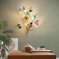 modern creative color agate branch led wall lamp luxury bedroom bedside lamp living room aisle corridor interior decor wall lamp