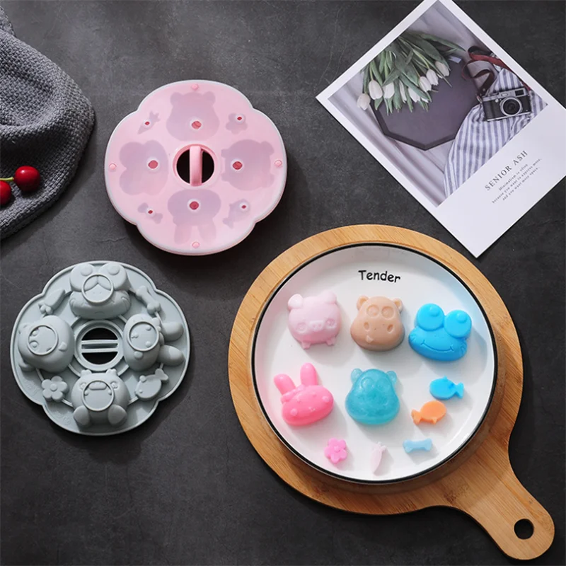 

Cartoon Animal Silicone Jelly Mold Pastry Cake Decoration Tool With Cover Baby Children Love Food Kitchen Baking Cooking Mould