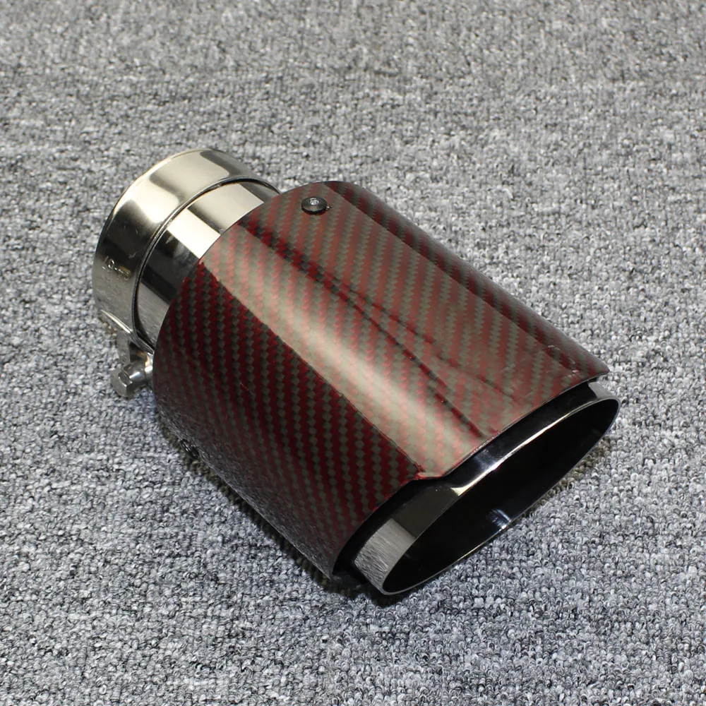 

1 car Accessories 304 stainless steel Exhaust pipe carbon fiber tail throat straight side red gloss muffler tail pipe