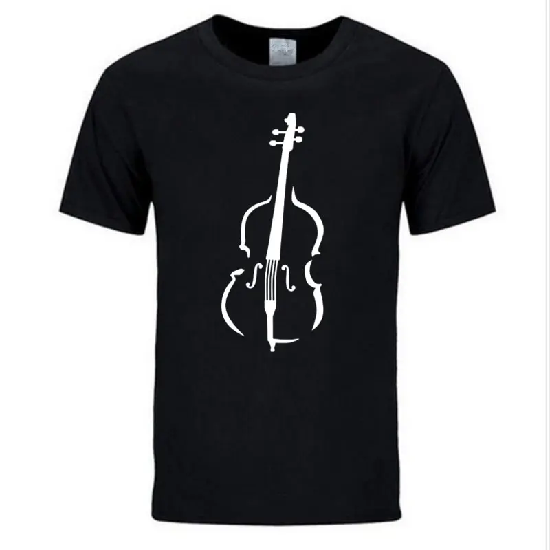 

2021 summer Funny casual Tops Tees Love Graphic Men's Contrabass Cello T-Shirts Black cool music style hot sale