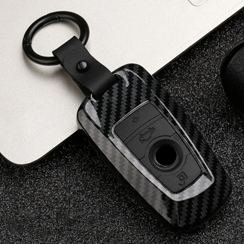 

ABS Carbon fiber Car Remote Key Case Cover For BMW 1 2 3 4 5 6 7 Series X1 X3 X4 X5 X6 F30 F34 F10 F07 F20 G30 F15 F16 Keyring