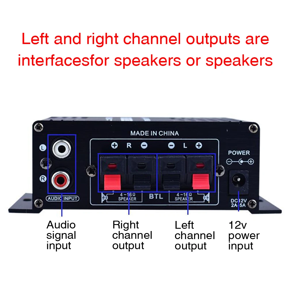 

DC12V Stereo Audio Music Receiver Auto Dual Channel Black Power Amplifier Car Home Stable FM Radio LED Display Aluminum Alloy