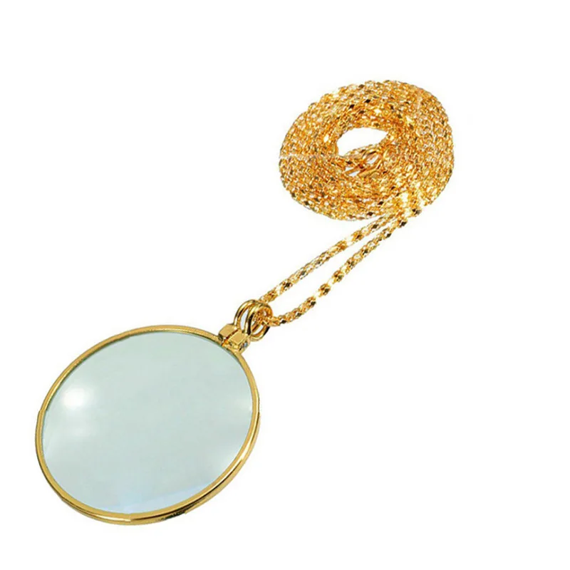 

Portable Pendant Metal Pendant Chain Enlargement Mirror High-definition Glass Lens Exquisite Necklace Gift Magnifying Glass 5X