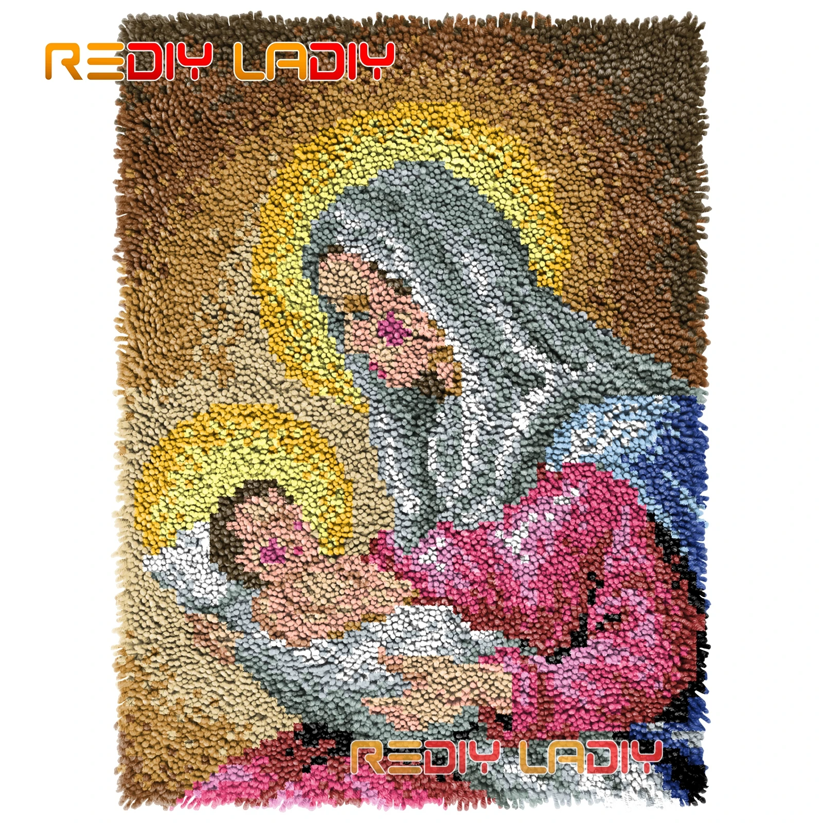 

Ковер с защелкой и крючком для нашей леди, настенный вязаный крючком, ковер для рукоделия, ковер из крупной пряжи, вязаный напольный коврик, ...