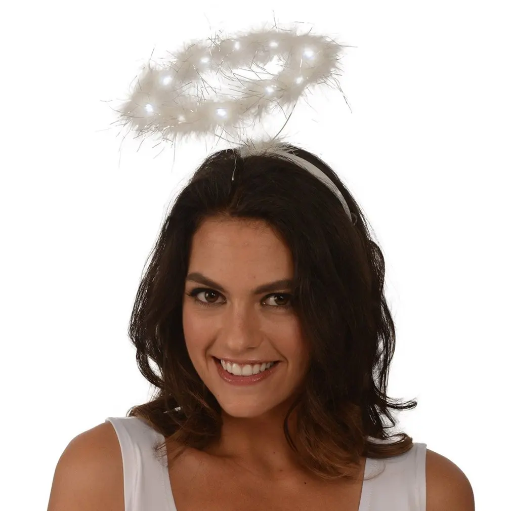 

Adult Children LED Light Up Feather Angel Fairy Flashing Headband Fancy Dress Party Costume Hair Accessory