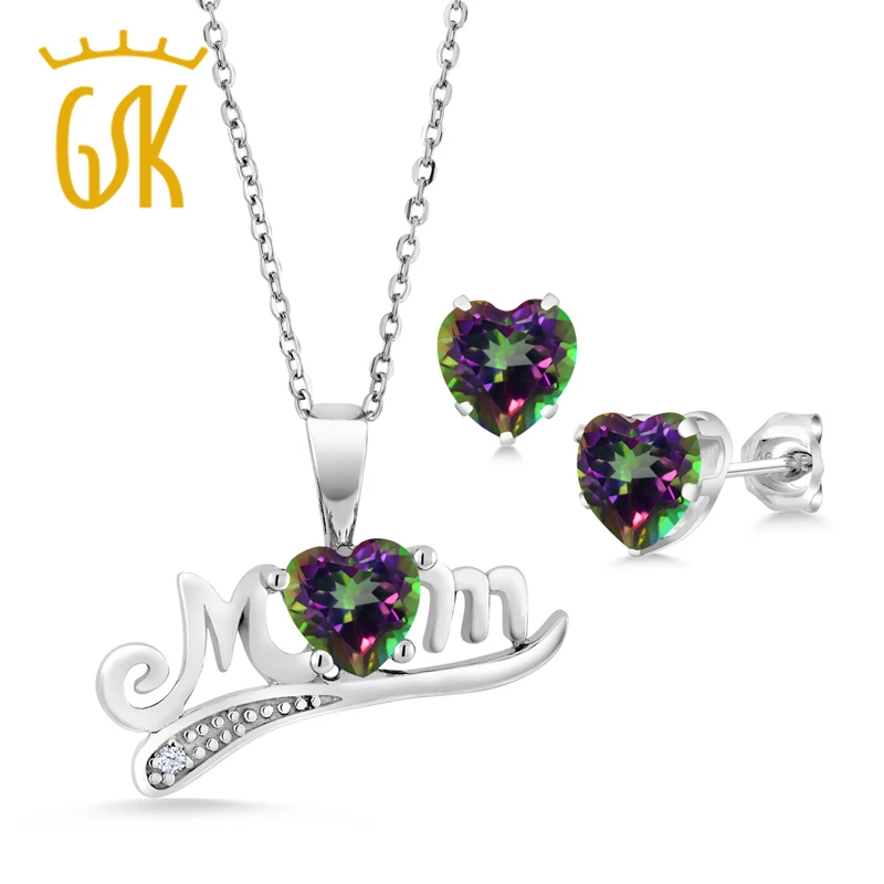 Драгоценный Камень Королевский серебро 925 пробы &quotМама&quot в форме сердца Зеленый