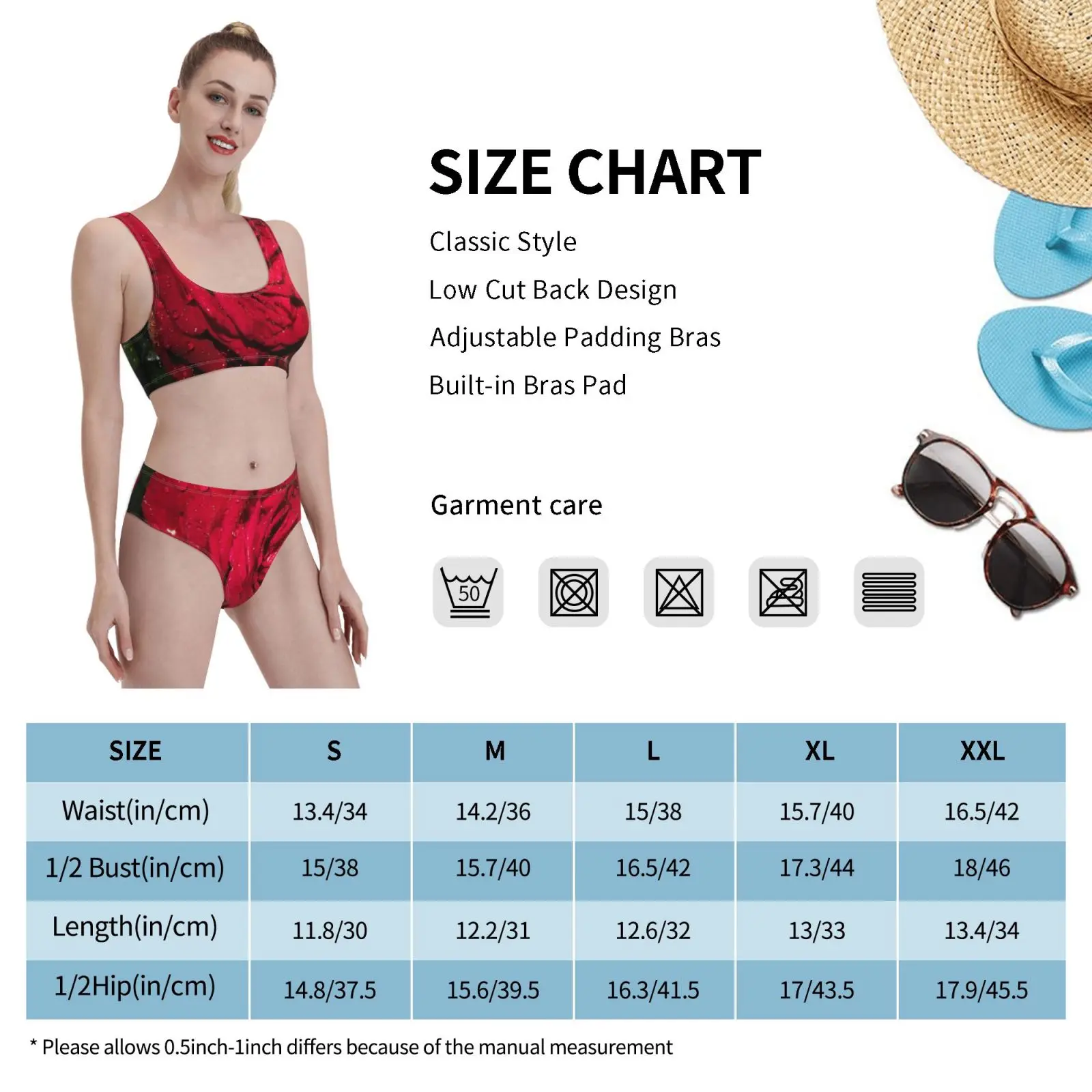 

Let It Bleed Swimsuit one piece Bikini Padded Red Rose Romantic Gothic Rain Raindrops Garden Nature Red Botany Flower