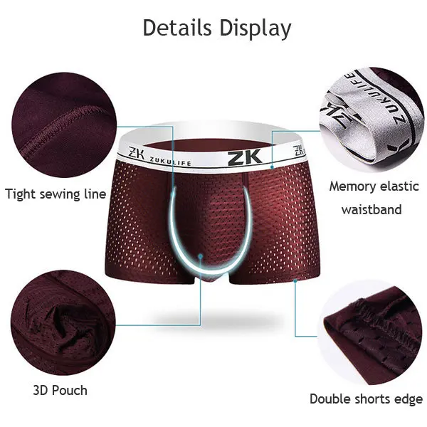 10Pcs/Lot Men Underwear Boxer Shorts Men's Sexy Underpants For Mens Panties Modal Mesh Cuecas Boxer Silk Panties Men Plus Size