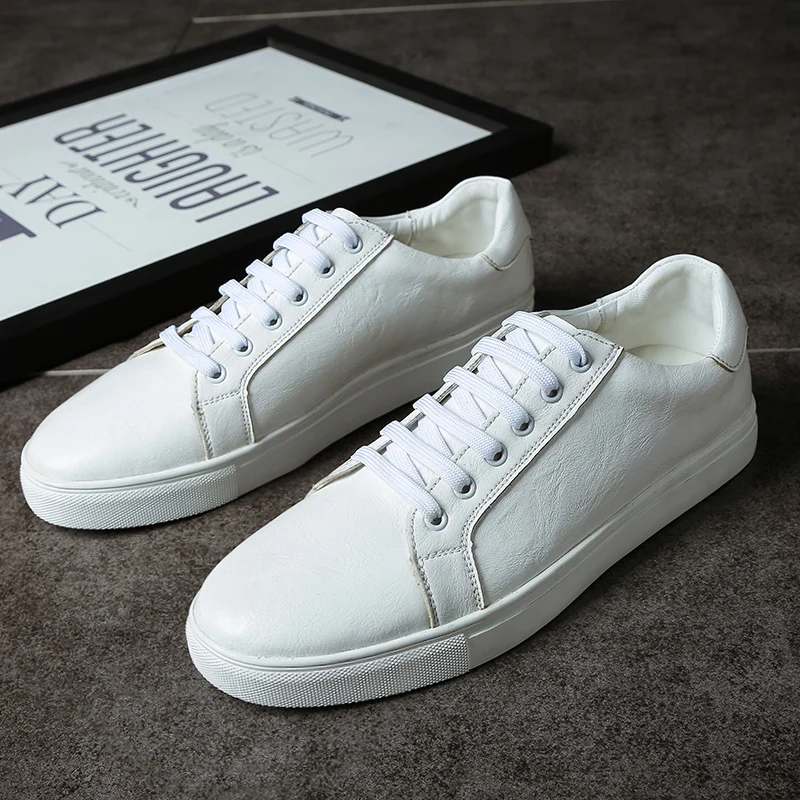 Мужские кожаные кроссовки дышащие на шнуровке Повседневная модная Уличная обувь