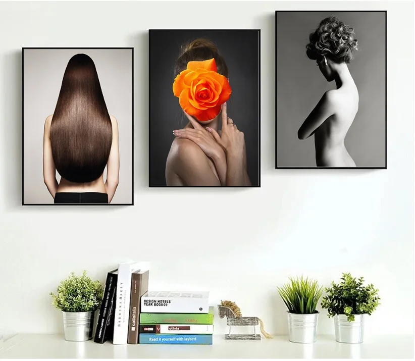

Wall Art Canvas Painting Nordic Creative Black and White Portrait Print Poster Pictures For Living Room Home Decoration