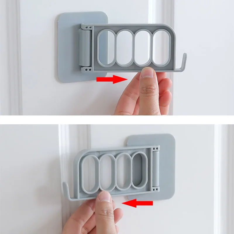 Многофункциональный складываемый крючок пластиковый с 4 отверстиями настенная