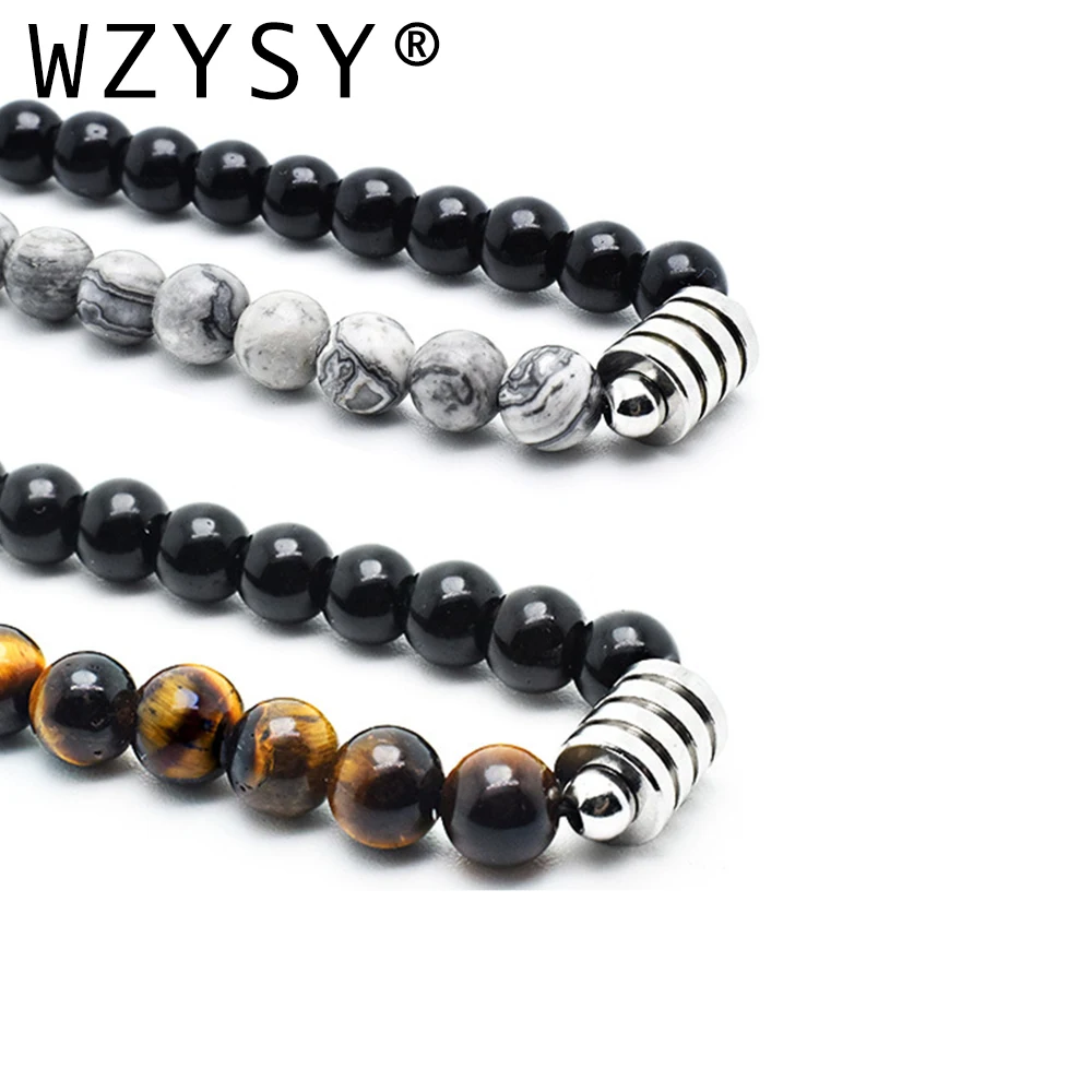 Высококачественное ожерелье из нержавеющей стали с натуральным камнем Мужская