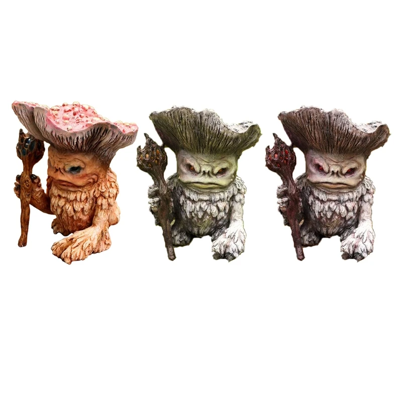 

Miniature Resin Mushroom Elf Figurine Doll Old Fairy Shaman Wizard Troll Toy Figure Garden Statue Sculptures Decoration