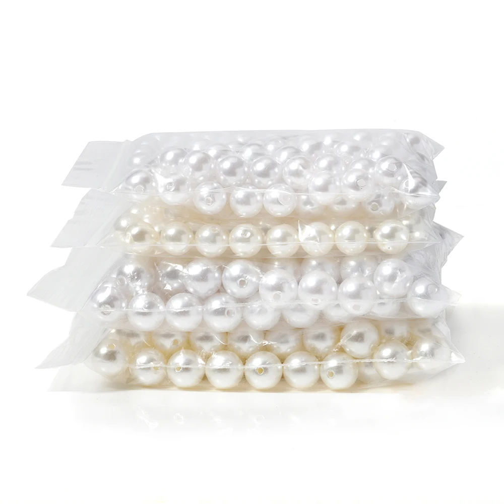 

200pcs 4-14mm Imitation Pearl Beads White/Beige Beads for Needlework Handmade Beads for Jewelry Making Materials Accessories