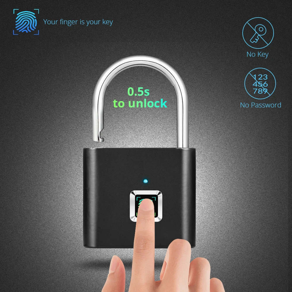 Золотой Интеллектуальный USB Перезаряжаемый дверной замок с защитой от отпечатков пальцев, замок для быстрой разблокировки, Многофункциональное использование