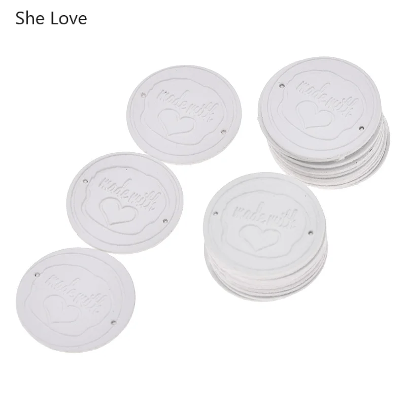 24 шт. круглые этикетки из искусственной кожи для джинсов и сумок|Этикетки одежды|