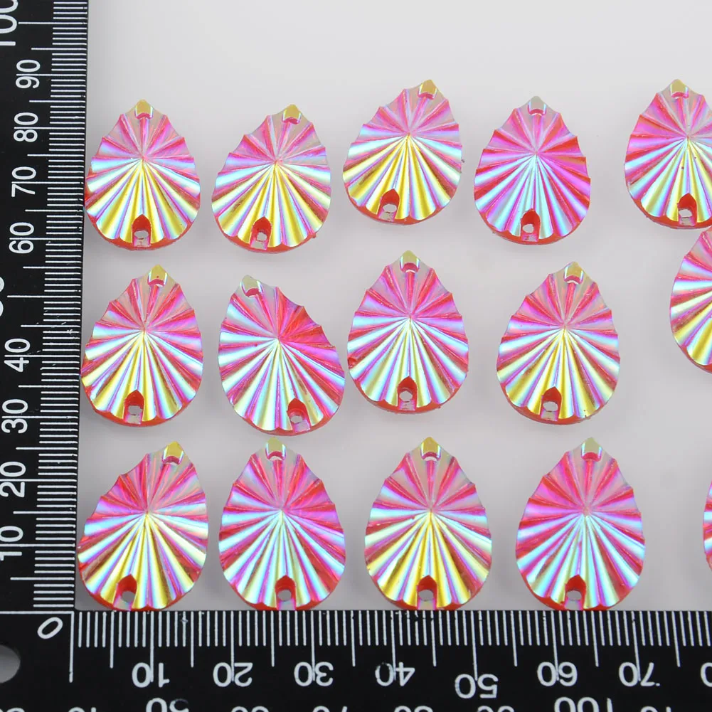 BOLIAO AB Color 20Pcs 16*27mm ( 0.63*1.06in ) Drop Shape Acryl Sew On 2 Hole Rhinestone Flatback Clothes Home Decor DIY | Дом и сад