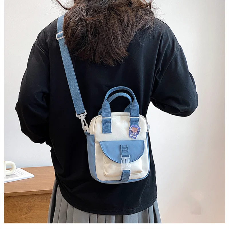 

Kawaii Small Square Women's Bag Nylon Fashion Handbags Small One Shoulder Bags for Women Ladies Purse Phone Messenger Bag