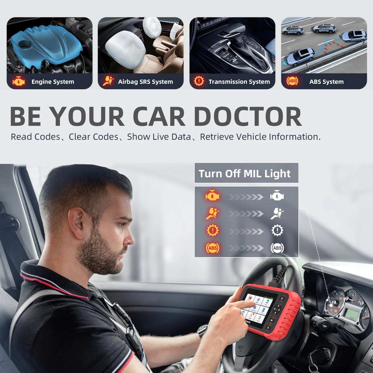 LAUNCH X431 CRP123i OBD OBD2 считыватель кодеров сканер 4 Системы диагностический 2 Авто