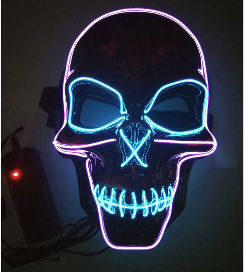 Skull Mask Светодиодный GLE светящаяся маска, светильник на Хэллоуин, El Wire, светодиодный, страшная маска для косплея, костюм на Хэллоуин, вечерние светится в темноте, хакерские маски - Цвет: Skull Mask