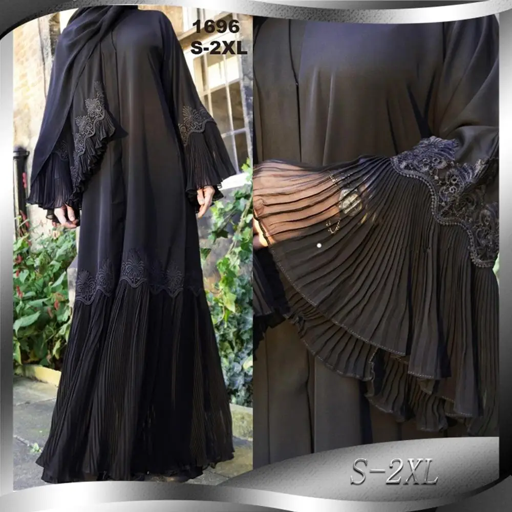 Черная кружевная Абая Дубай Турция Caftan Marocain мусульманское хиджаб платье Ramadam Eid
