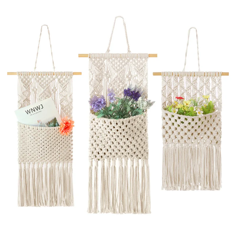 

Гобелены ручной работы в богемном стиле, хлопковые декоративные гобелены, украшения для спальни, подвесные сумки с растениями
