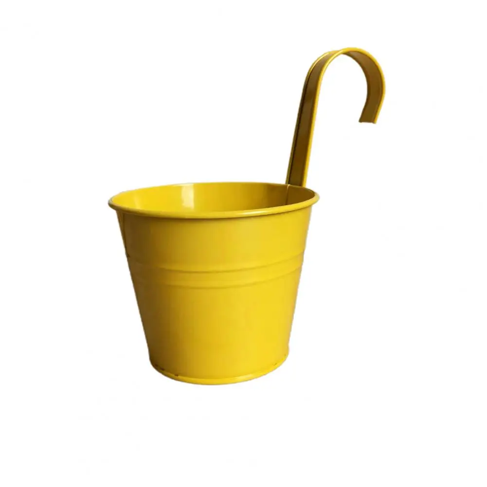 

Wall Hanging Pot Bright Color Not Easy to Deform Iron Balcony Planters Metal Bucket for Balcony
