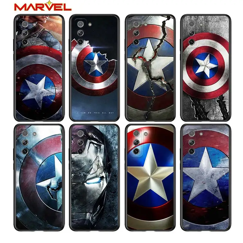 

Avengers Shield Marvel for Samsung Galaxy S21 Ultra Plus Note 20 10 9 8 S10 S9 S8 S7 S6 Edge Plus Black Soft Phone Case
