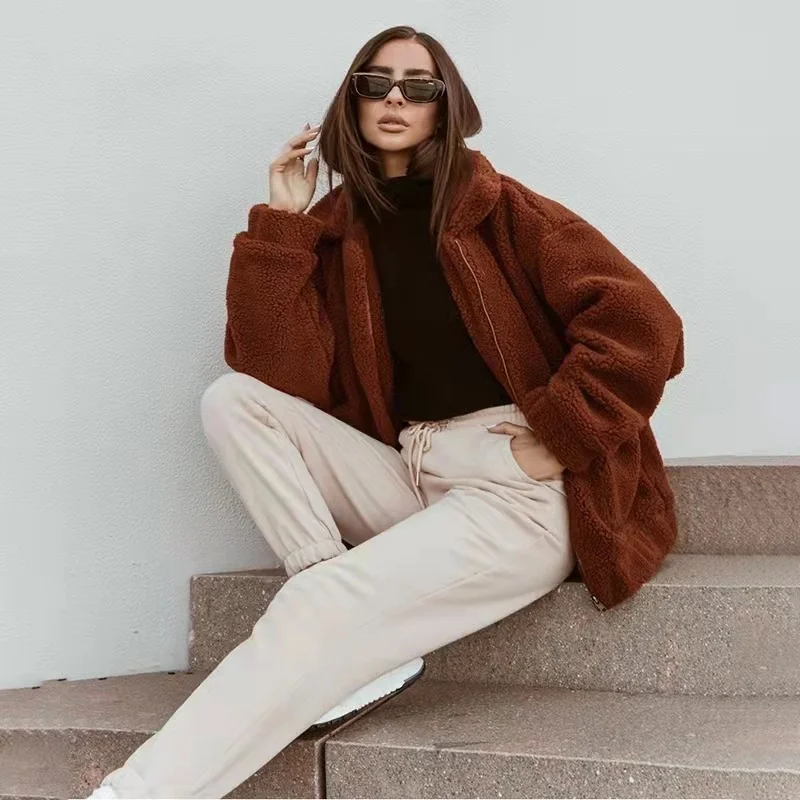 Женский кардиган с плюшевой подкладкой куртка длинным рукавом повседневный