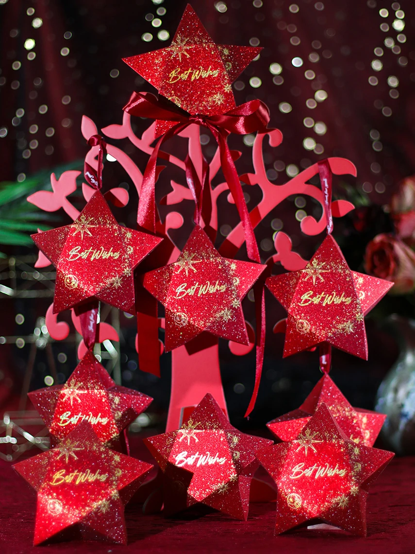 Блестящая пятиконечная звезда Свадебная коробка для конфет шоколад