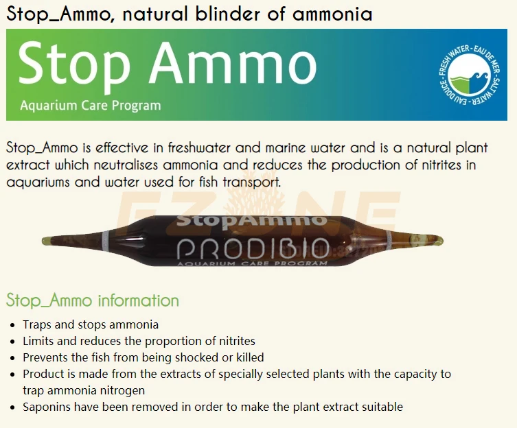 PRODIBIO Stop Ammo натуральный Блиндер аммиака уменьшает производство нитритов в аквариумах