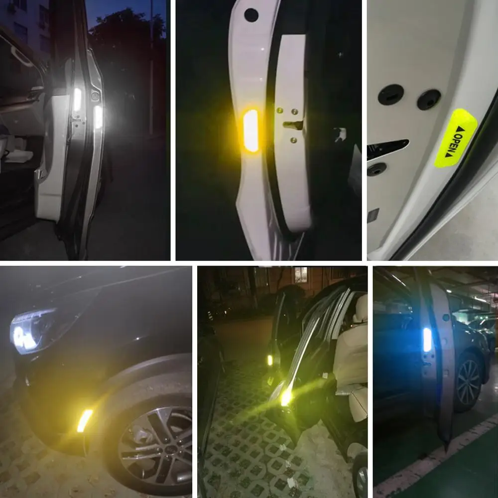4Pcs/Set Car OPEN Reflective Tape Warning Mark Open Notice Bicycle Accessories Exterior Door Stickers DIY | Автомобили и