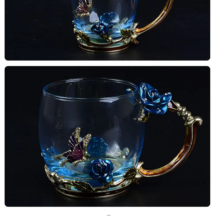 Household enamel cup high temperature enamel color glass cup glass tea set