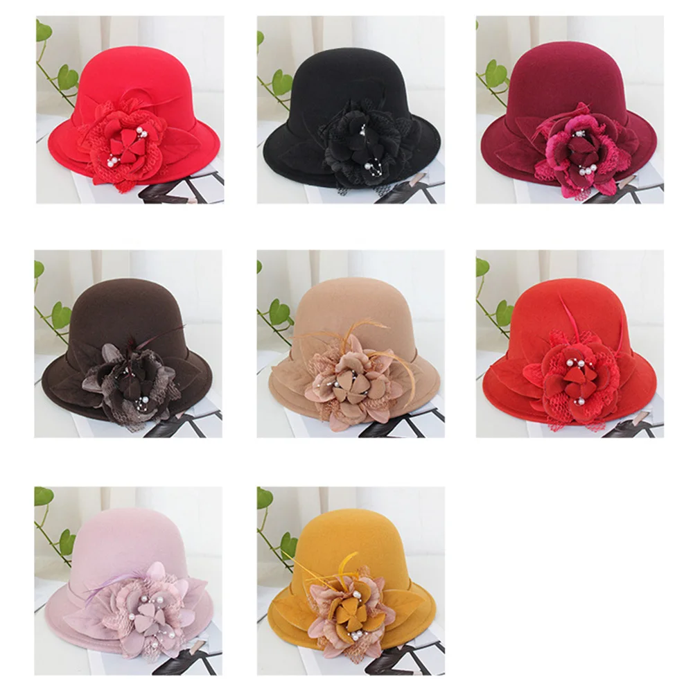 FS Винтаж для женщин Шерсть фетр Клош Федора шляпа элегантные дамы партии церкви