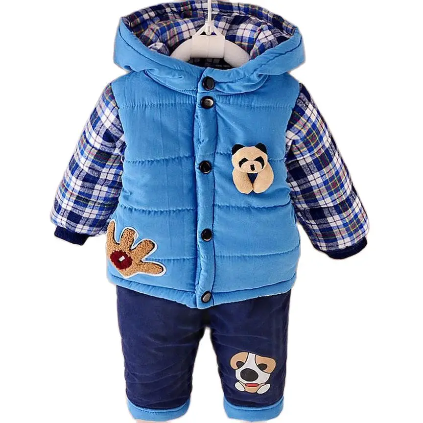 

2021 new autumn/Winter baby boys lamb warm clothing set suit kid thickening clothes set children Korean 2 pieces