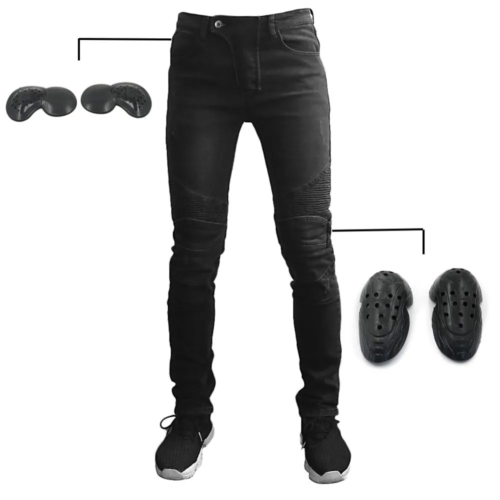 Мужские модные вдохновленные защитные мотоциклетные черные джинсы брюки