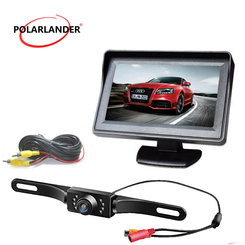 

Автомобильный монитор высокого разрешения 4,3 дюйма цветной TFT ЖК-дисплей складной монитор помощи при парковке автомобиля + 7 светодиодный ных камер ночного видения DC12V