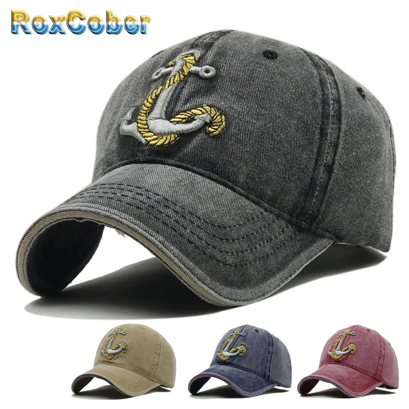 Винтажная Кепка с 3d вышивкой якоря мягкая хлопковая бейсболка эффектом