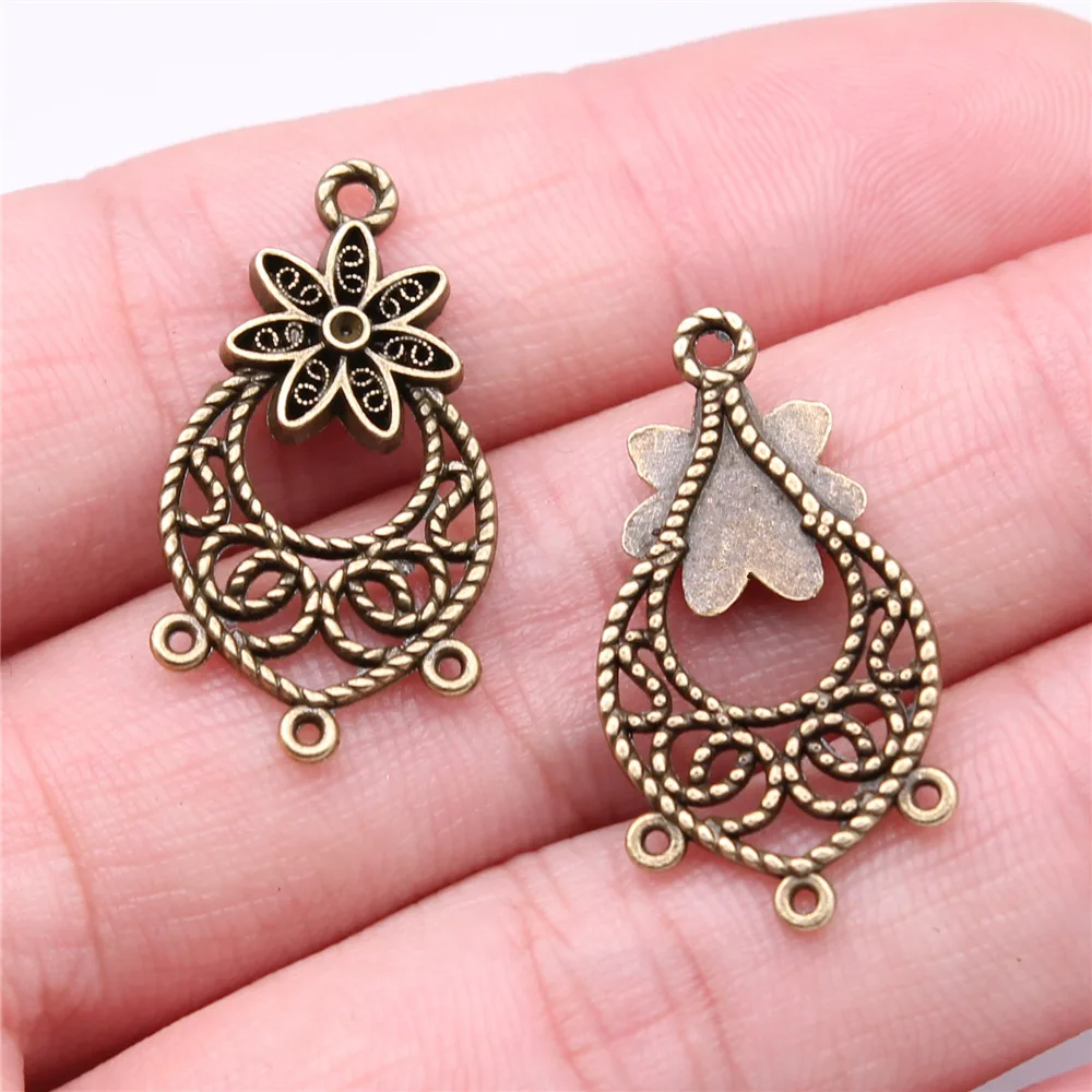 

Соединитель для сережек в форме цветка, античная бронза, 10 шт., 29 х15 мм, для изготовления ювелирных изделий, A13555