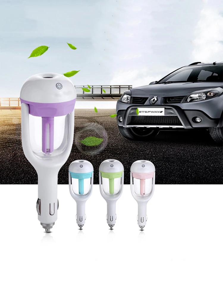 

2021 New Mini 12v Car Steam Humidifier Air Purifier Aroma Diffuser Essential Oil Diffuser Car Air Humidifier Fogger Many Colors