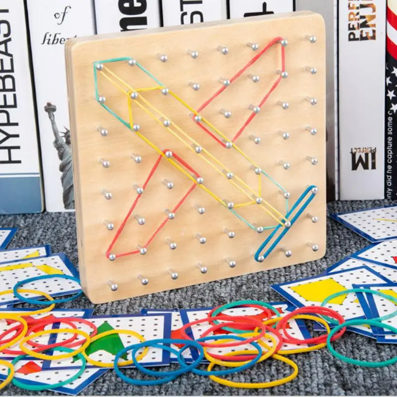 

Детская игрушка Монтессори, креативная графика, резиновый галстук, доски для ногтей с карточками, детское образование, Дошкольные Детские и...