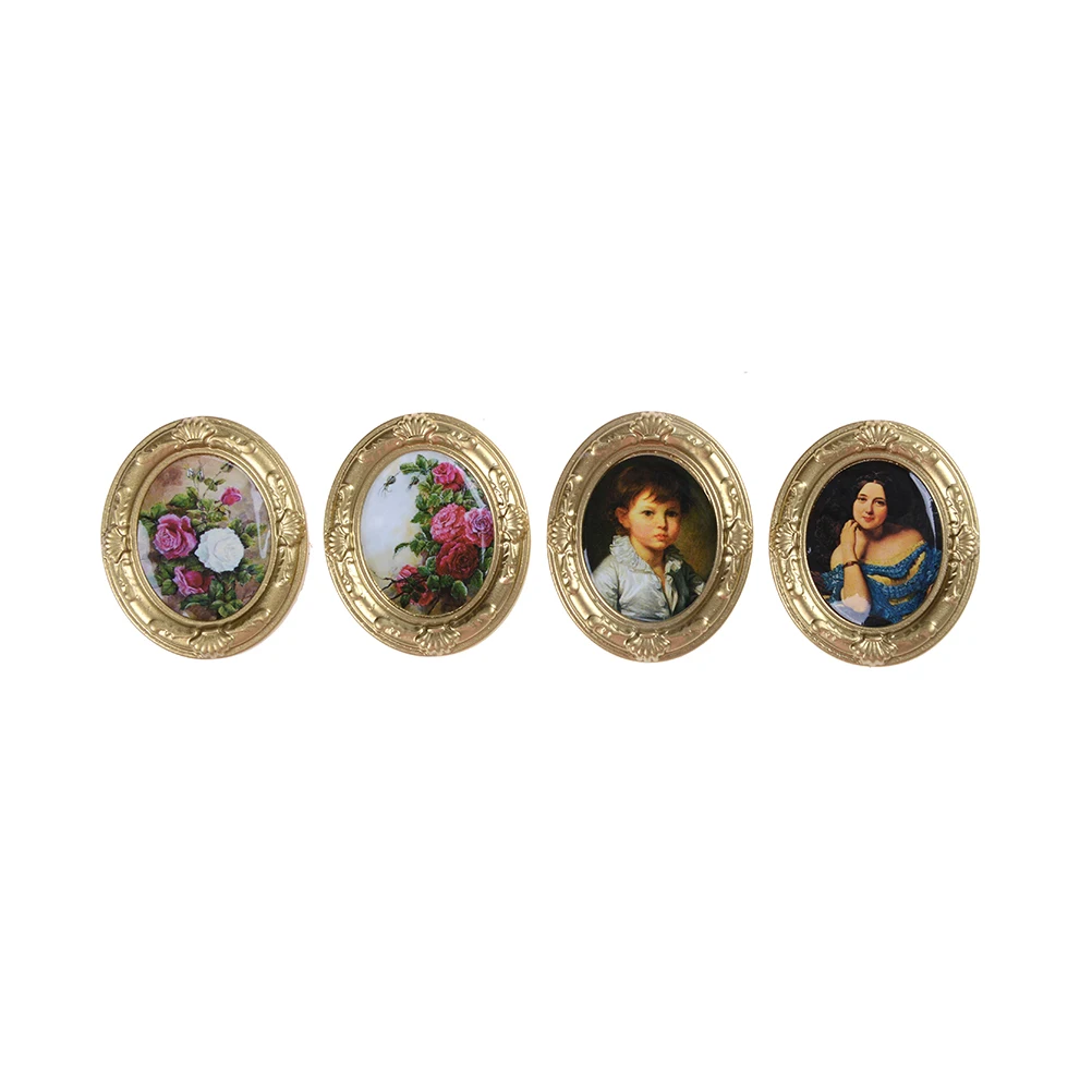 

New Mini Retro Frame Mural Wall Painting 1:12 Furniture Toys Dollhouse Miniature Accessory Pretend Play Classic Toys
